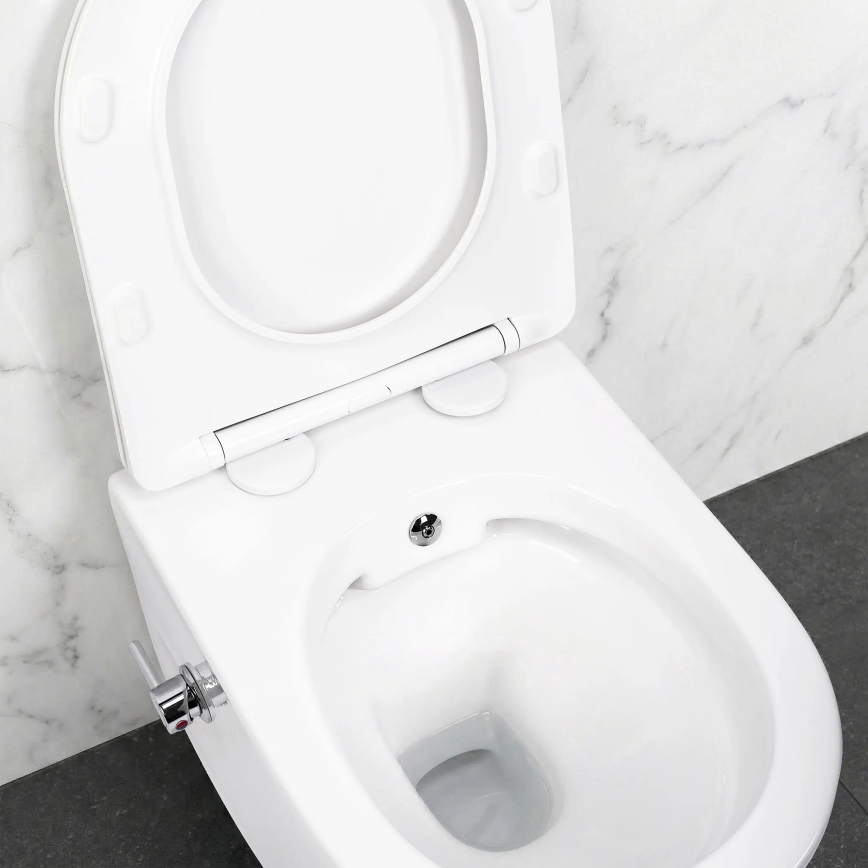 REA-C9701 - Viseča WC školjka z bidetno prho in sedežno desko CARLO LUX keramika/bela
