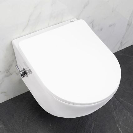 REA-C9701 - Viseča WC školjka z bidetno prho in sedežno desko CARLO LUX keramika/bela