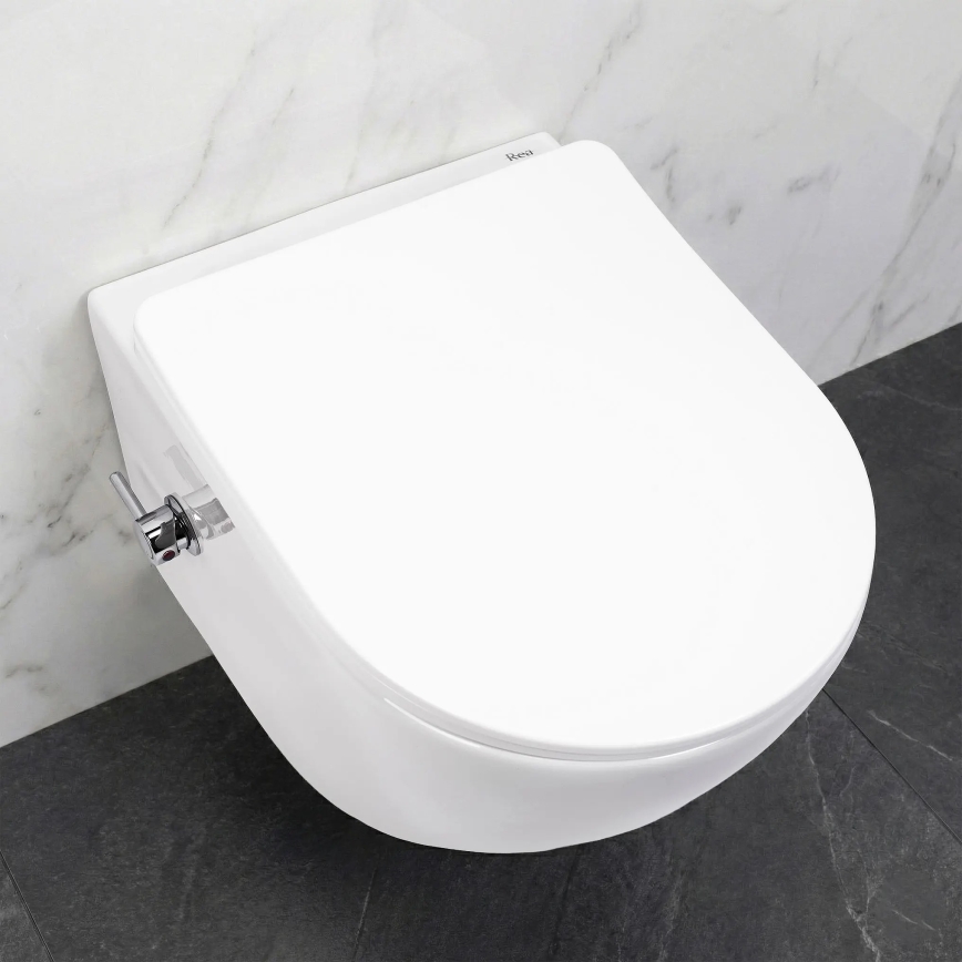 REA-C9701 - Viseča WC školjka z bidetno prho in sedežno desko CARLO LUX keramika/bela
