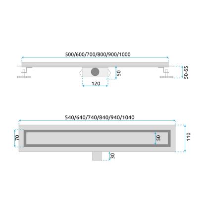 REA-G2503 - NEOX odtočni žleb 80 cm, iz nerjavečega jekla