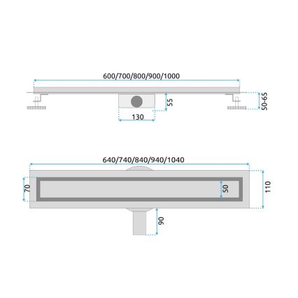 REA-G2702 - Odtočni žleb NEOX PRO 70 cm nerjaveče jeklo/brušeno zlato