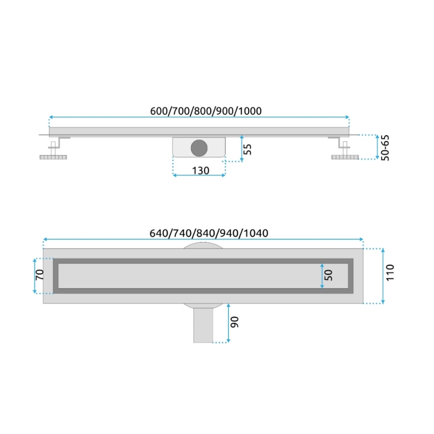 REA-G2702 - Odtočni žleb NEOX PRO 70 cm nerjaveče jeklo/brušeno zlato