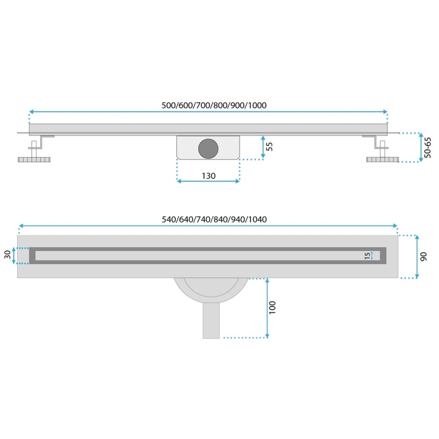 REA-G2710 - Odtokni žleb NEOX SLIM 80 cm nerjaveče jeklo/črna