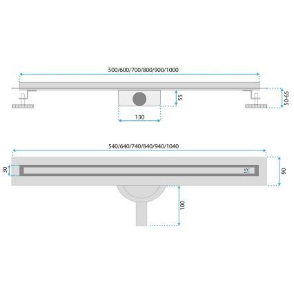 REA-G2714 - Odtokni žleb NEOX SLIM 70 cm nerjaveče jeklo/brušeno zlato