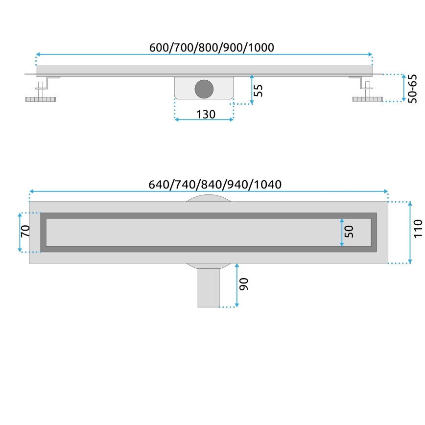 REA-G4802 - Odtokna kanaleta NEOX PRO 80 cm, brušen baker