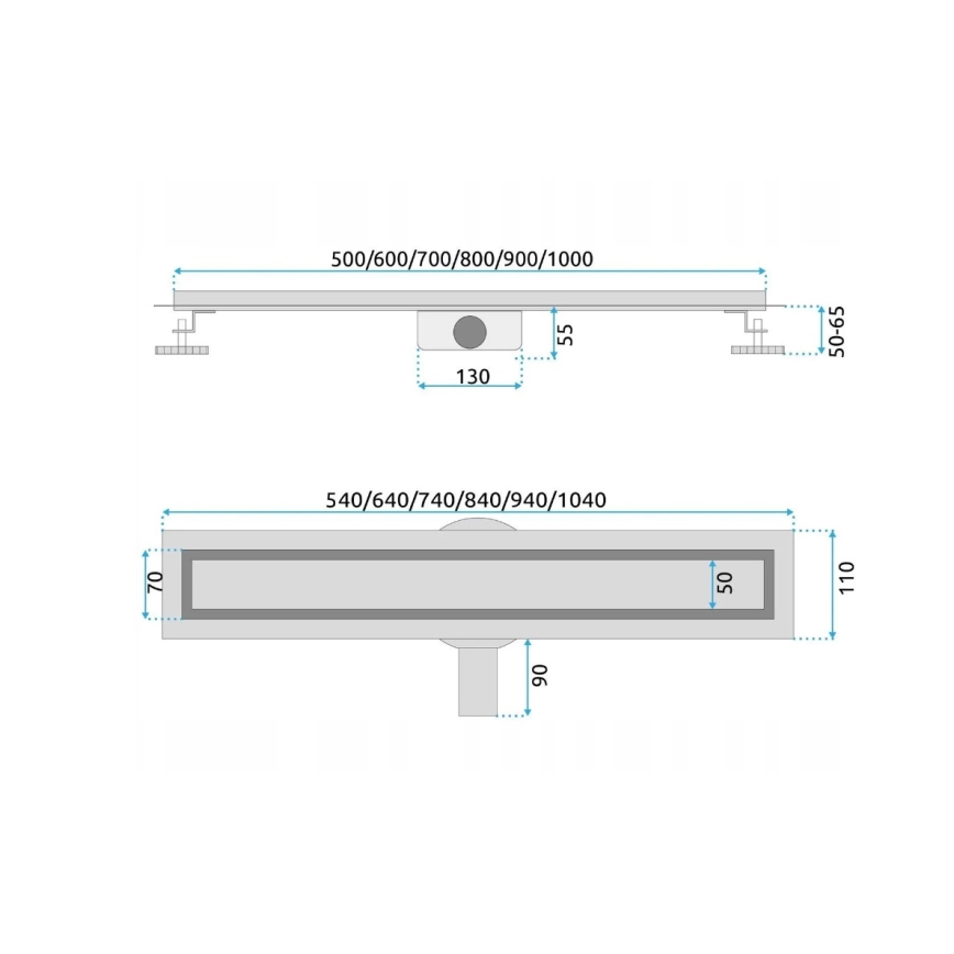 REA-G5809 - Odtokni žleb NEOX PRO 80 cm iz nerjavečega jekla