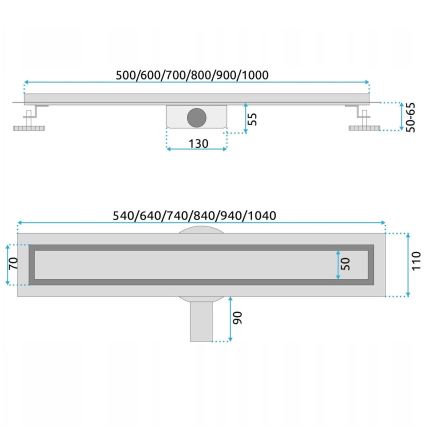REA-G5810 - Odtokni žleb NEOX PRO 90 cm nikelj