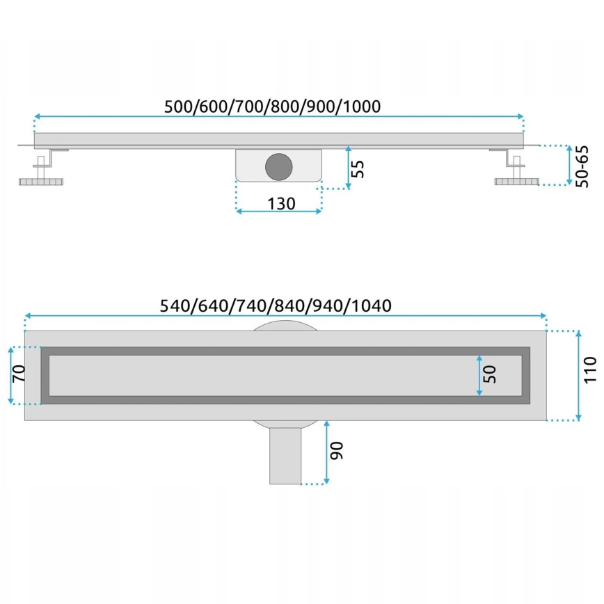 REA-G5810 - Odtokni žleb NEOX PRO 90 cm nikelj