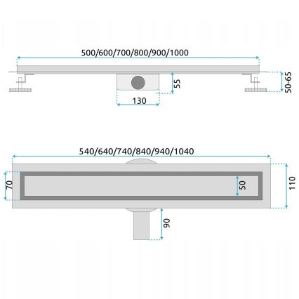 REA-G5811 - Odtokni žleb NEOX PRO 100 cm nikelj