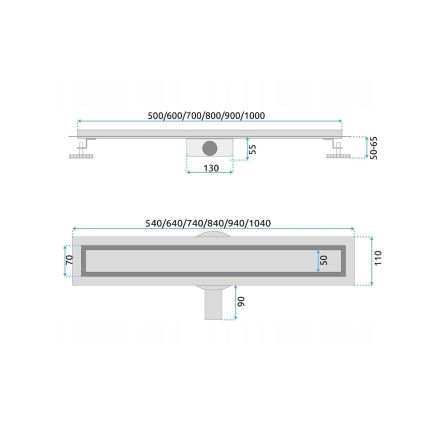 REA-G7802 - Odtokna kanaleta NEOX PRO 70 cm nerjaveče jeklo/črna