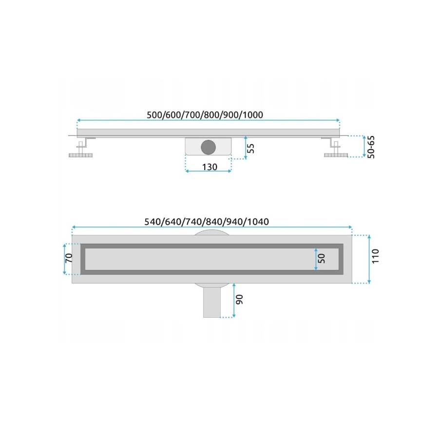 REA-G7802 - Odtokna kanaleta NEOX PRO 70 cm nerjaveče jeklo/črna