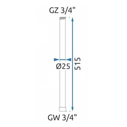 REA-K0881 - Podaljšna palica za tuš ali kad 51,5 cm, sijajni krom