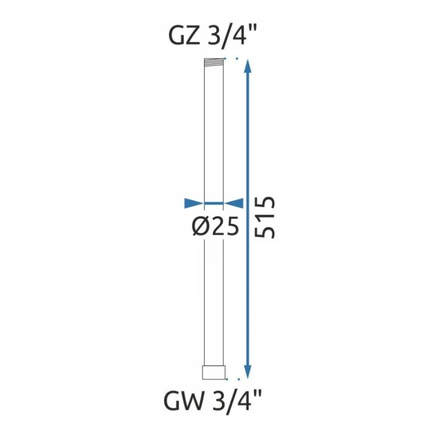 REA-K0881 - Podaljšna palica za tuš ali kad 51,5 cm, sijajni krom