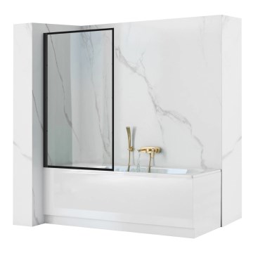 REA-K7632 - Premični zaslon za kad LAGOS 140x70 cm črn/prozoren
