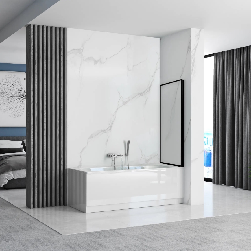 REA-K7632 - Premični zaslon za kad LAGOS 140x70 cm črn/prozoren