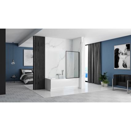 REA-K7632 - Premični zaslon za kad LAGOS 140x70 cm črn/prozoren