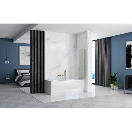 REA-K9777 - Zložljiva kadna stena AGAT 140x100 cm brušeno zlato/prozorno