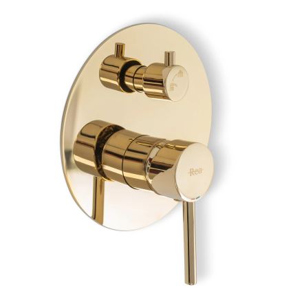 REA-P4110 - Tuš set z vgradno baterijo LUNGO v zlati barvi