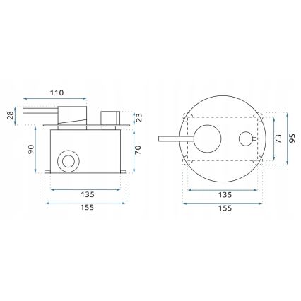 REA-P4110 - Tuš set z vgradno baterijo LUNGO v zlati barvi