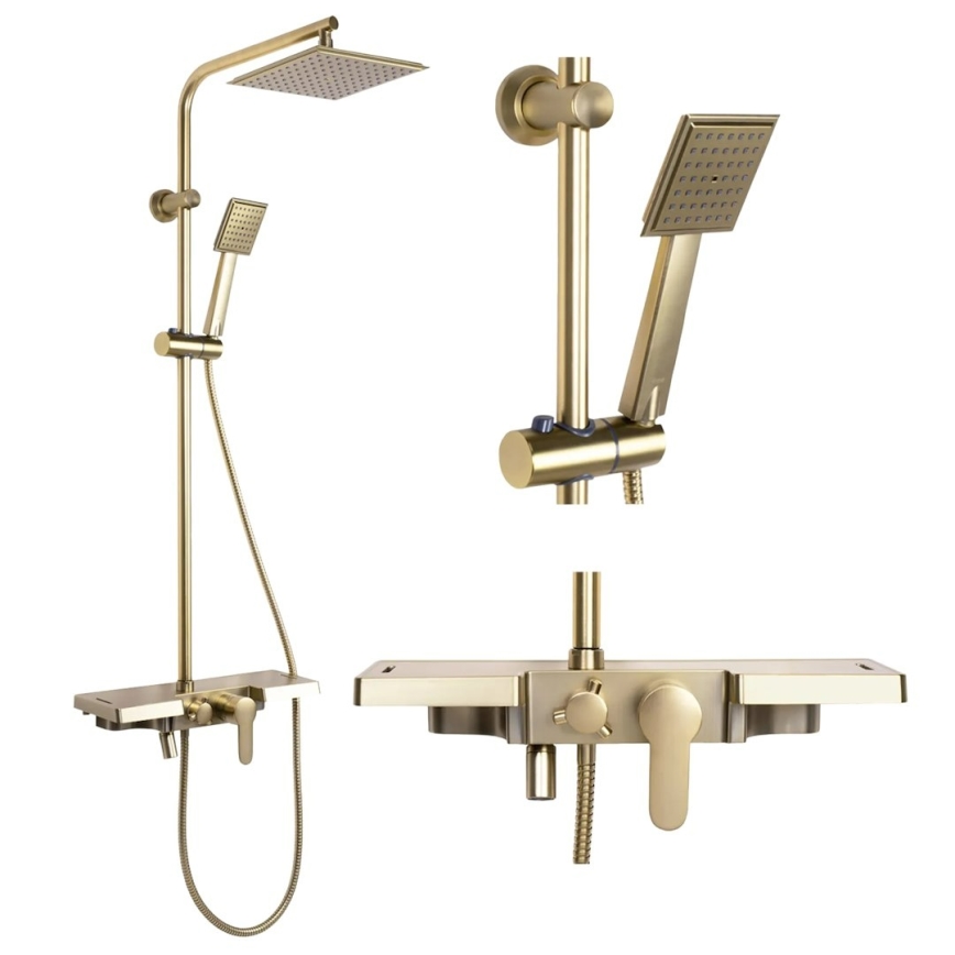 REA-P4121 - Tuš komplet z mešalno armaturo BRAVO, brušeno zlato