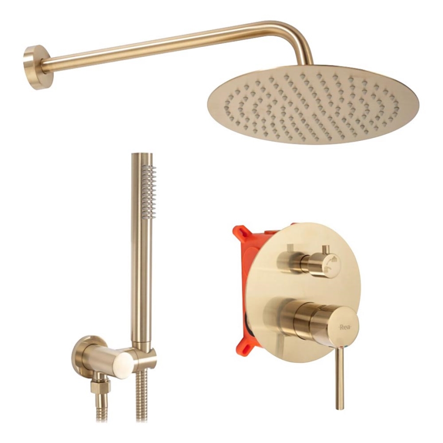 REA-P4160 - Tuš set s podometno baterijo LUNGO, brušeno zlato