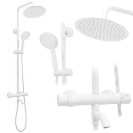 REA-P6608 - Tuš komplet s termostatsko mešalno baterijo LUNGO, mat bela