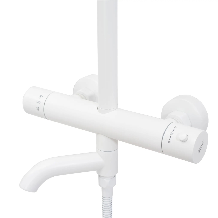 REA-P6608 - Tuš komplet s termostatsko mešalno baterijo LUNGO, mat bela