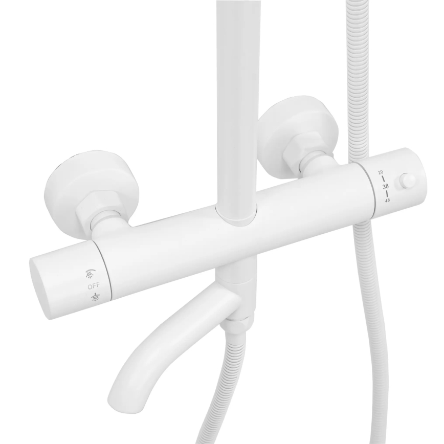 REA-P6608 - Tuš komplet s termostatsko mešalno baterijo LUNGO, mat bela