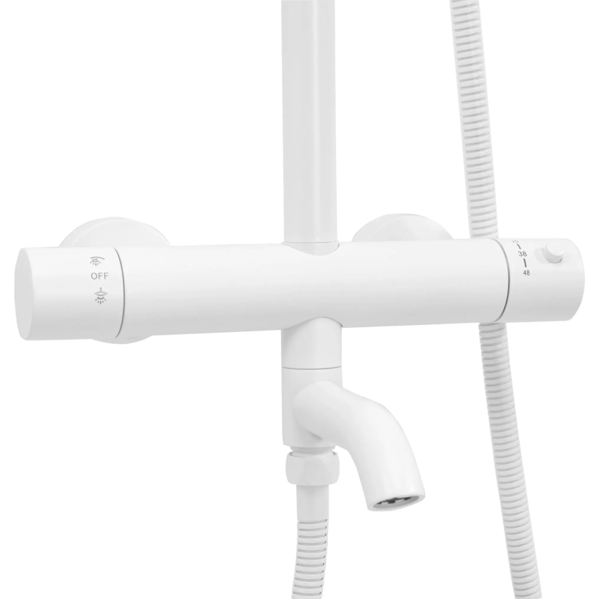 REA-P6608 - Tuš komplet s termostatsko mešalno baterijo LUNGO, mat bela