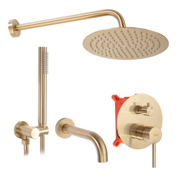 REA-P6609 - Pršna garnitura s podometno termostatsko baterijo LUNGO, ščetkano zlato