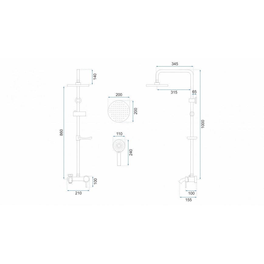 REA-P7006 - Pršna garnitura z mešalno baterijo LUIS, zlata