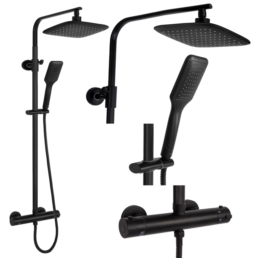 REA-P7101 - Tušni komplet z termostatskim mešalnikom TOM, mat črna