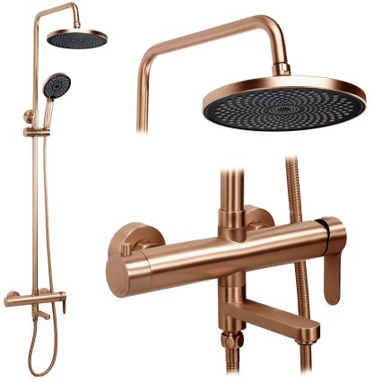 REA-P8715 - Komplet prhe ARCOS z mešalno baterijo v brušeni bakreni barvi