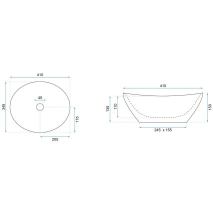 REA-U0133 - Nadpultni umivalnik SOFIA 34,5x41 cm keramika/sijajna bela