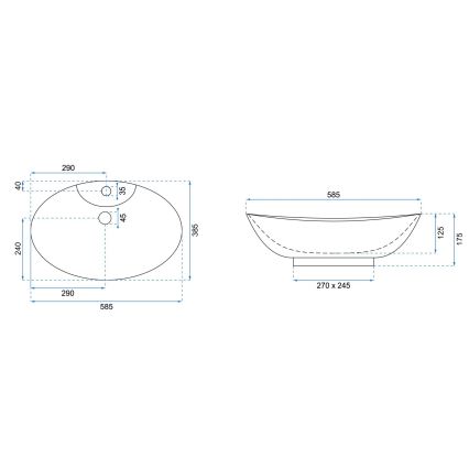 REA-U0160 - Pultni umivalnik ROSA 38,5x58,5 cm keramika/sijajna bela