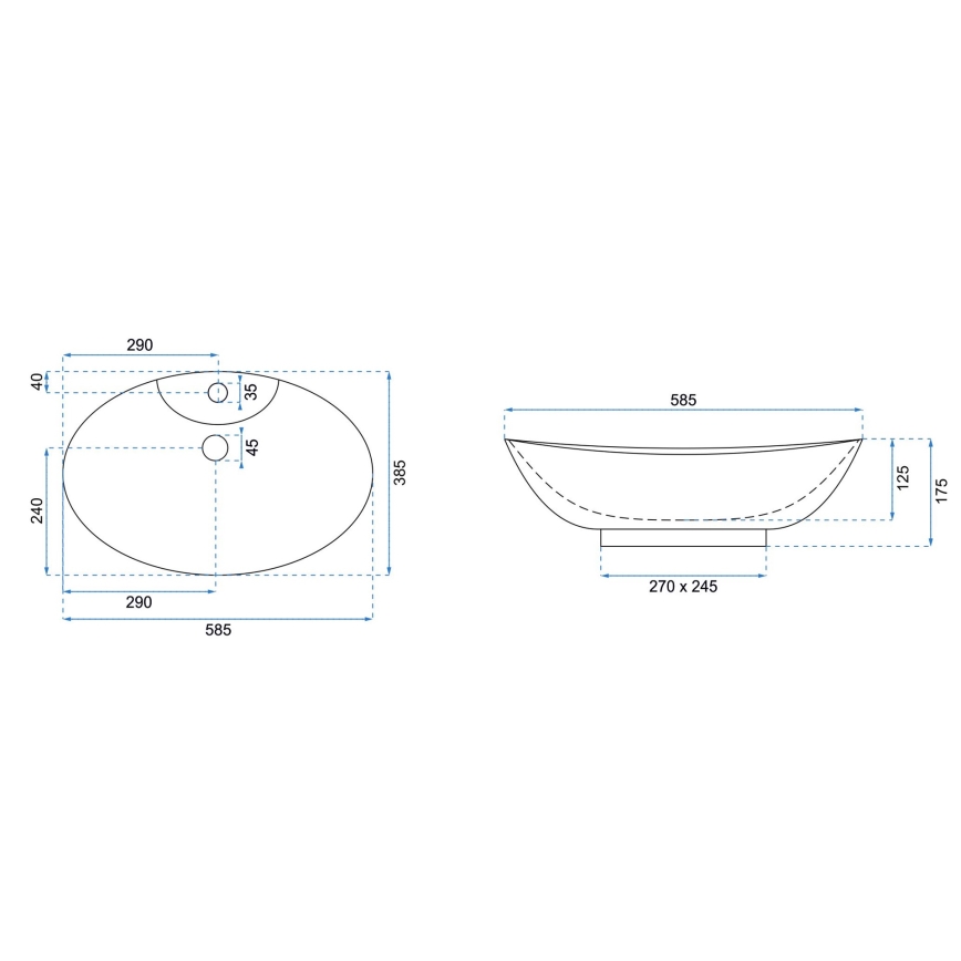 REA-U0160 - Pultni umivalnik ROSA 38,5x58,5 cm keramika/sijajna bela