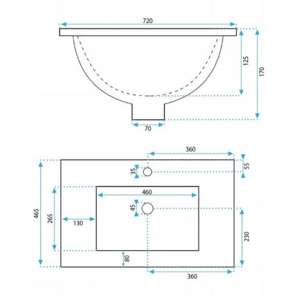 REA-U0190 - Vgradni umivalnik DAFNE 46,5x72 cm keramika/sijajna bela