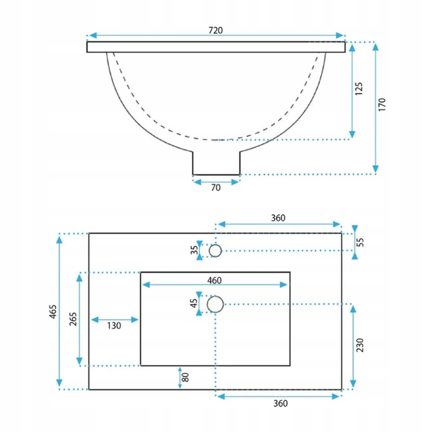 REA-U0190 - Vgradni umivalnik DAFNE 46,5x72 cm keramika/sijajna bela