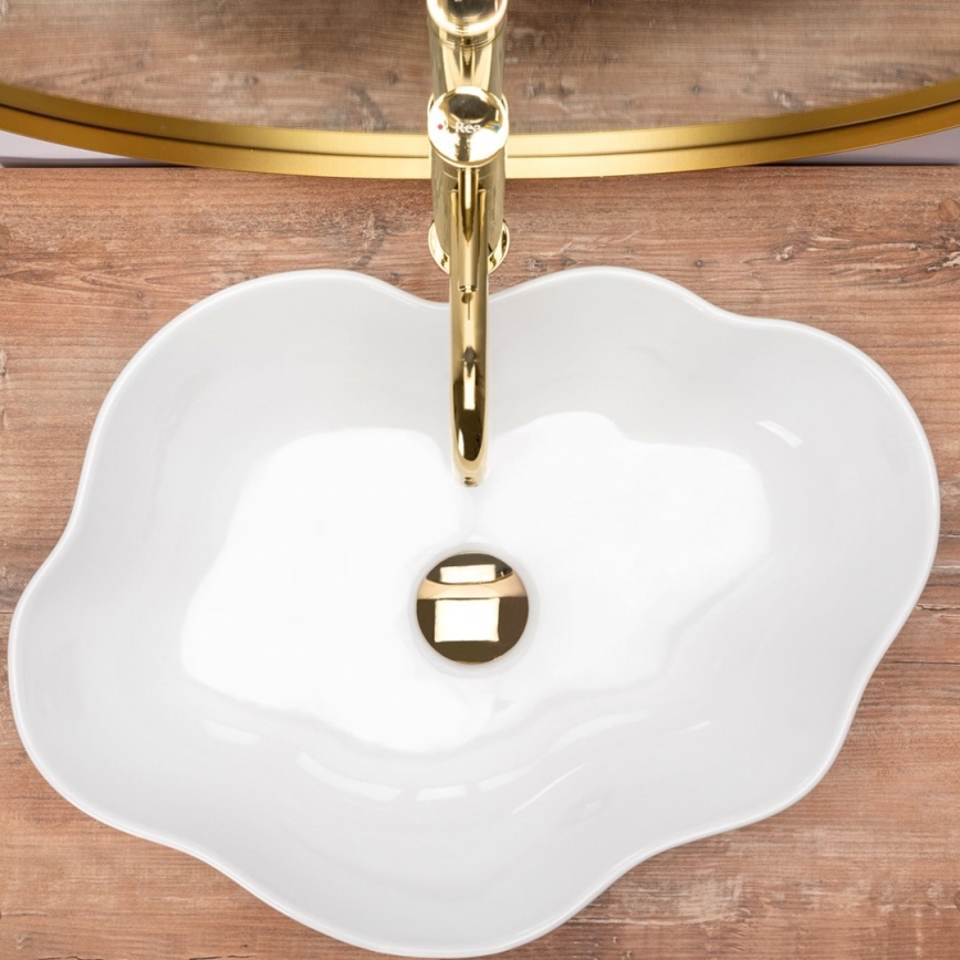REA-U0265 - Umivalnik za pult PEARL 38x50,5 cm keramika/sijajna bela