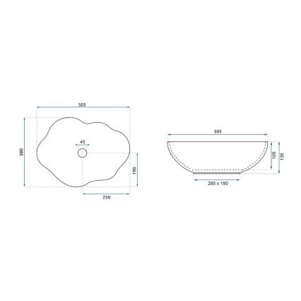REA-U0265 - Umivalnik za pult PEARL 38x50,5 cm keramika/sijajna bela