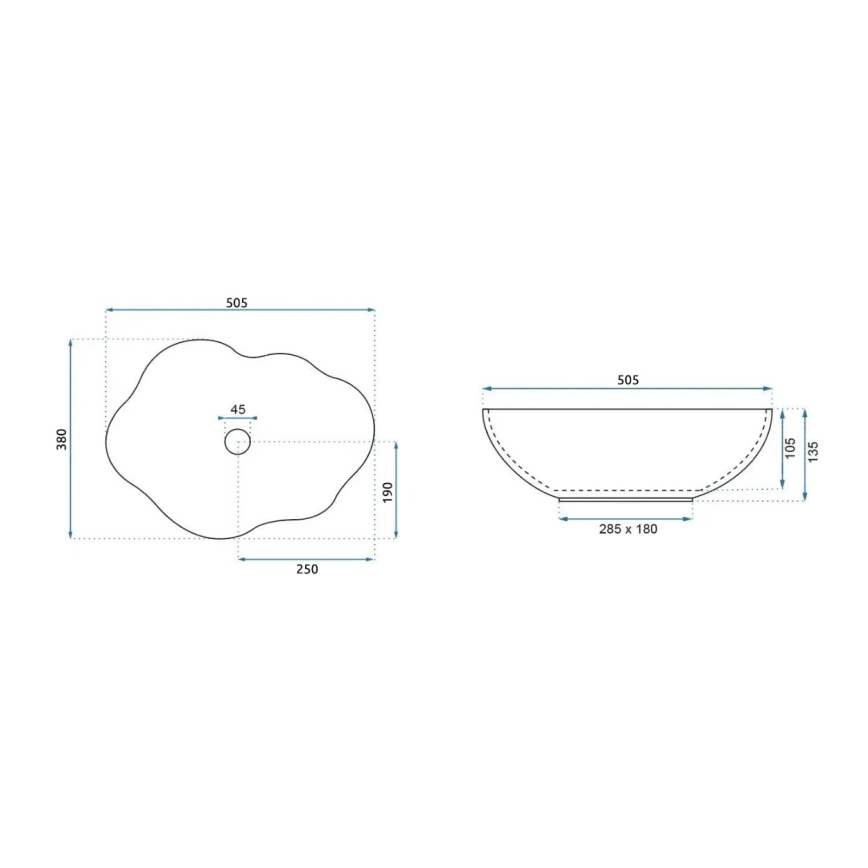 REA-U0265 - Umivalnik za pult PEARL 38x50,5 cm keramika/sijajna bela
