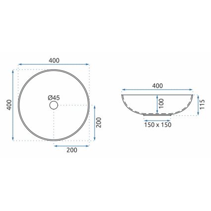 REA-U0267 - Umivalnik na pult ARTE, premer 40 cm, keramika/ornamentni vzorec