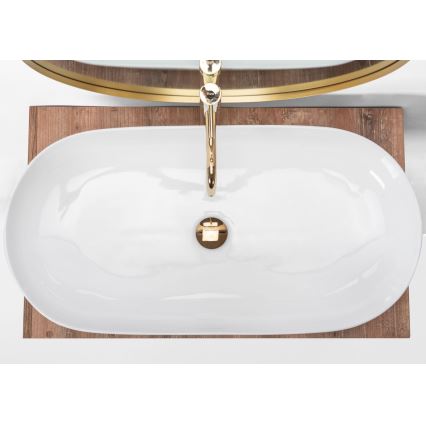 REA-U0563 - Umivalnik na pult CLEO 41x81 cm keramika/sijajno bela