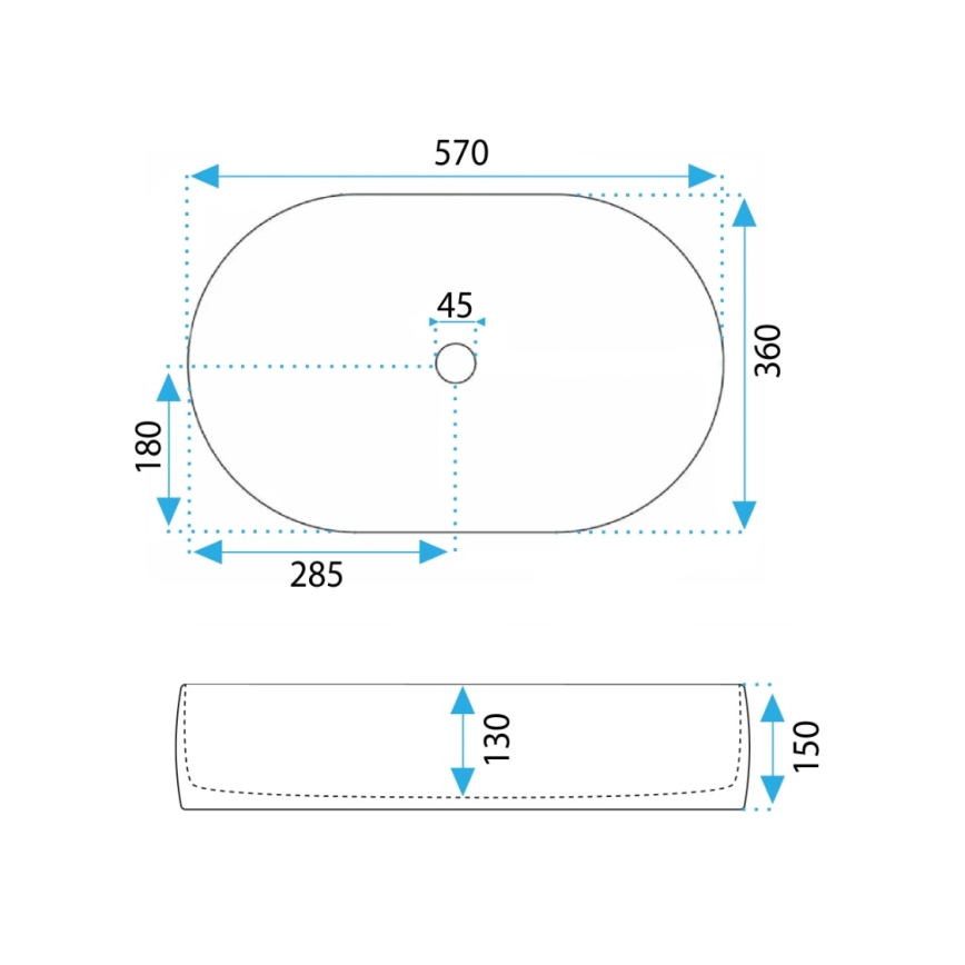 REA-U0600 - Umivalnik na pult ALMA 36x57 cm keramika/sijajna bela