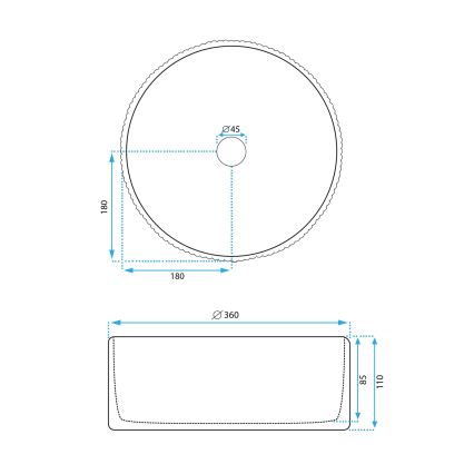 REA-U0601 - Nadpultni umivalnik DELIA 36 cm sijajna bela/imitacija kamna