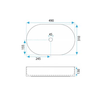 REA-U0603 - Umivalnik za pult VANDA 31x49 cm keramika/sijajna bela