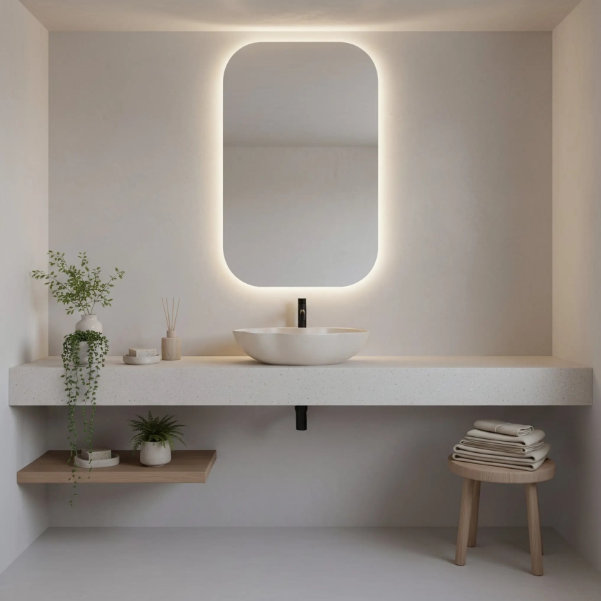 REA-U0617 - Umivalnik na pult PEARL 38x50,5 cm keramika/bež/imitacija kamna