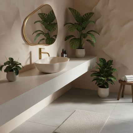 REA-U0617 - Umivalnik na pult PEARL 38x50,5 cm keramika/bež/imitacija kamna