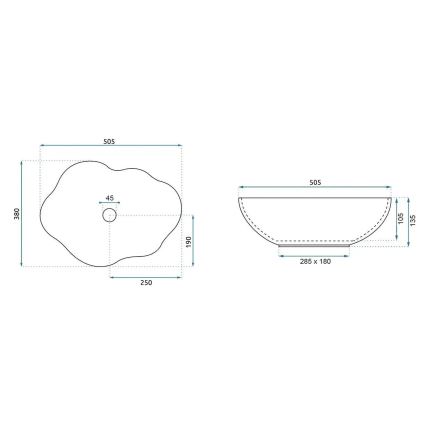 REA-U0617 - Umivalnik na pult PEARL 38x50,5 cm keramika/bež/imitacija kamna