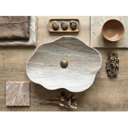 REA-U0618 - Umivalnik na pult PEARL 38x50,5 cm keramika/bež/imitacija kamna